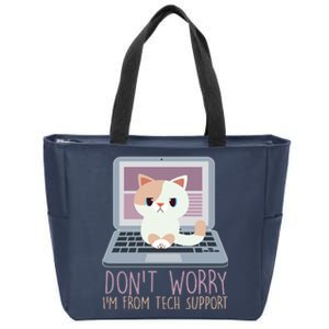 Don't Worry I'm From Tech Support Computer Cat Zip Tote Bag