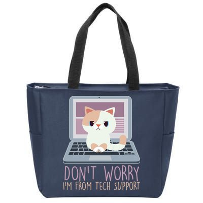 Don't Worry I'm From Tech Support Computer Cat Zip Tote Bag