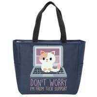 Don't Worry I'm From Tech Support Computer Cat Zip Tote Bag