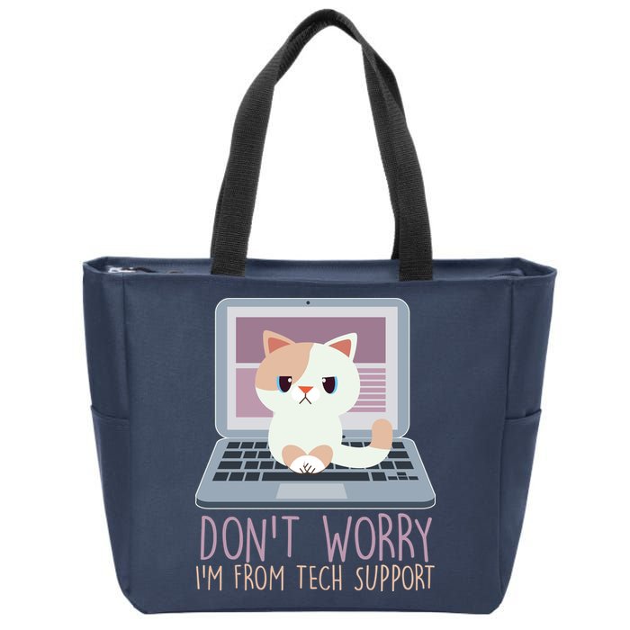 Don't Worry I'm From Tech Support Computer Cat Zip Tote Bag