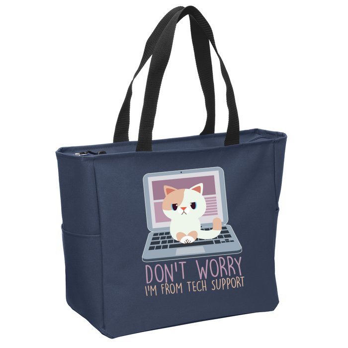 Don't Worry I'm From Tech Support Computer Cat Zip Tote Bag