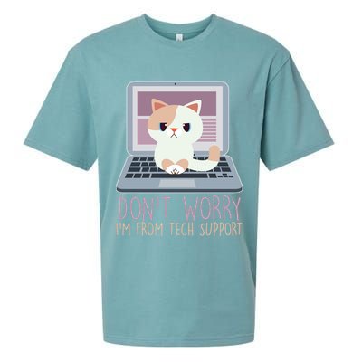 Don't Worry I'm From Tech Support Computer Cat Sueded Cloud Jersey T-Shirt