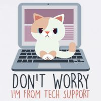 Don't Worry I'm From Tech Support Computer Cat Garment-Dyed Sweatshirt