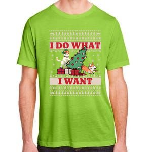 Do What I Want Cat Knocking Over Christmas Tree On Dog Cute Gift Adult ChromaSoft Performance T-Shirt