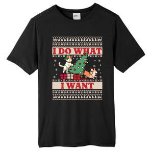 Do What I Want Cat Knocking Over Christmas Tree On Dog Cute Gift Tall Fusion ChromaSoft Performance T-Shirt