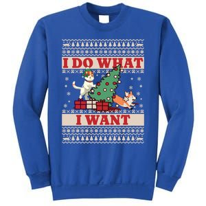 Do What I Want Cat Knocking Over Christmas Tree On Dog Cute Gift Sweatshirt