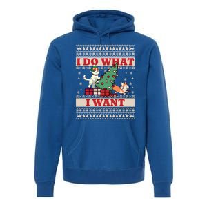 Do What I Want Cat Knocking Over Christmas Tree On Dog Cute Gift Premium Hoodie