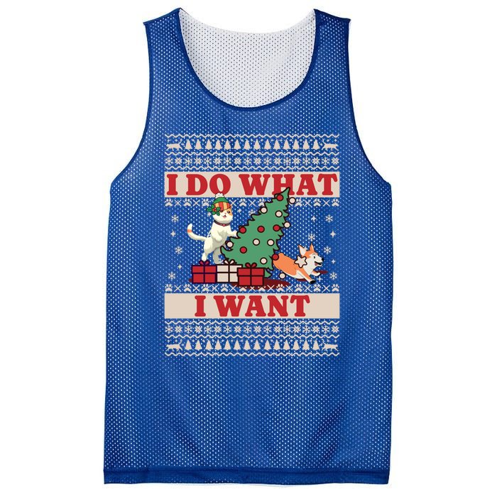 Do What I Want Cat Knocking Over Christmas Tree On Dog Cute Gift Mesh Reversible Basketball Jersey Tank