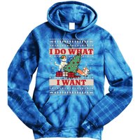 Do What I Want Cat Knocking Over Christmas Tree On Dog Cute Gift Tie Dye Hoodie