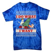 Do What I Want Cat Knocking Over Christmas Tree On Dog Cute Gift Tie-Dye T-Shirt