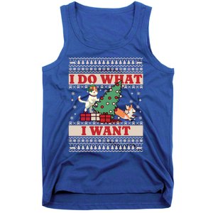 Do What I Want Cat Knocking Over Christmas Tree On Dog Cute Gift Tank Top