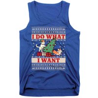 Do What I Want Cat Knocking Over Christmas Tree On Dog Cute Gift Tank Top