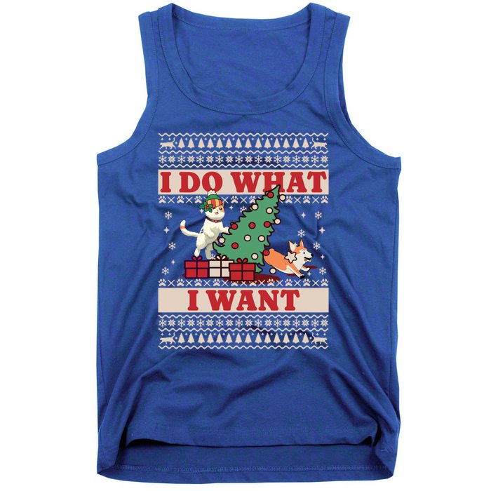 Do What I Want Cat Knocking Over Christmas Tree On Dog Cute Gift Tank Top