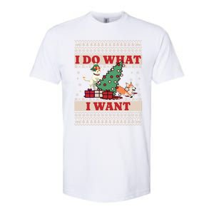 Do What I Want Cat Knocking Over Christmas Tree On Dog Cute Gift Softstyle CVC T-Shirt