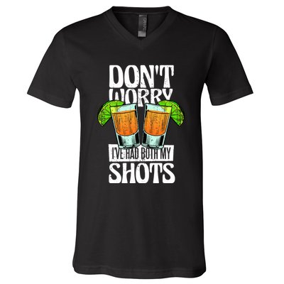 Don't Worry I Had Both My Shots Funny Tequila Drinking V-Neck T-Shirt