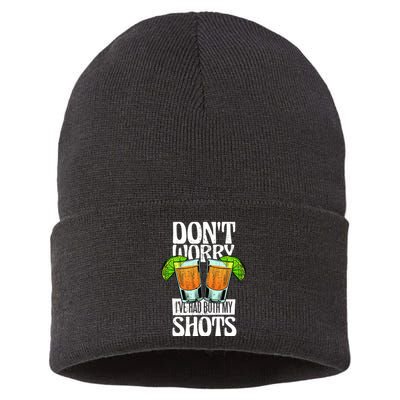 Don't Worry I Had Both My Shots Funny Tequila Drinking Sustainable Knit Beanie