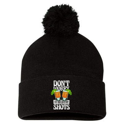 Don't Worry I Had Both My Shots Funny Tequila Drinking Pom Pom 12in Knit Beanie
