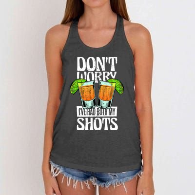 Don't Worry I Had Both My Shots Funny Tequila Drinking Women's Knotted Racerback Tank