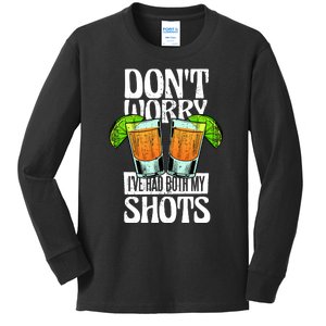 Don't Worry I Had Both My Shots Funny Tequila Drinking Kids Long Sleeve Shirt