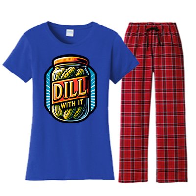 Dill With It Funny Pickle Jar Pickles Gift Women's Flannel Pajama Set