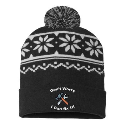 Don't Worry I Can Fix It! Funny Mechanic Ts USA-Made Snowflake Beanie