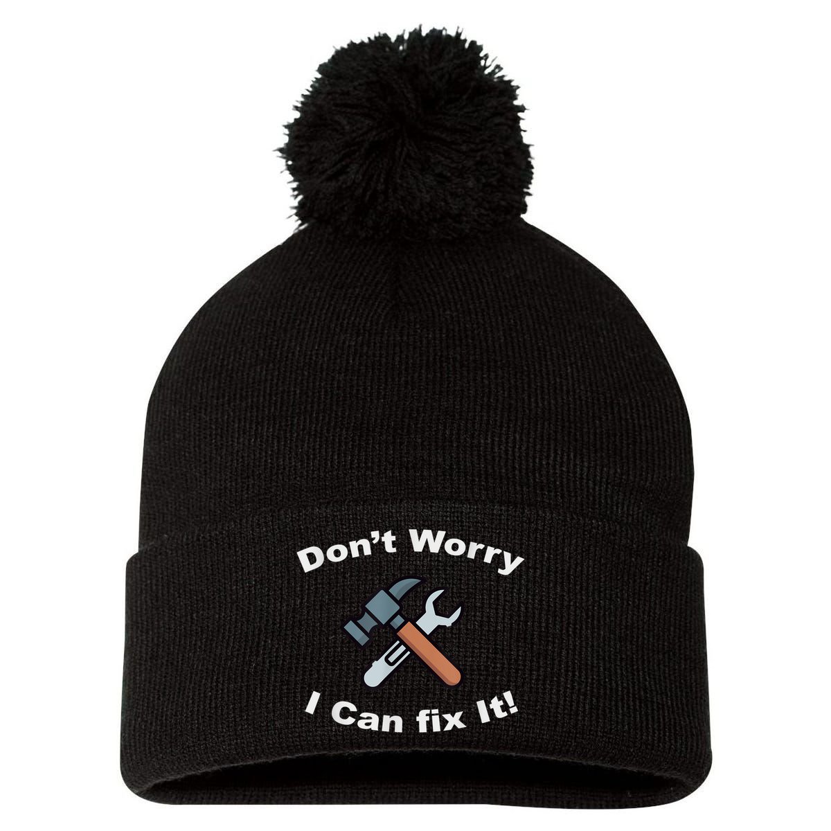 Don't Worry I Can Fix It! Funny Mechanic Ts Pom Pom 12in Knit Beanie