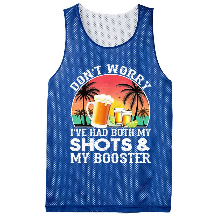 Don't Worry I've Had Both My Shots Booster Summer Sunset Gift Mesh Reversible Basketball Jersey Tank