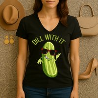 Dill With It Dill Pickle Dill Pickles Dill With It Women's V-Neck T-Shirt