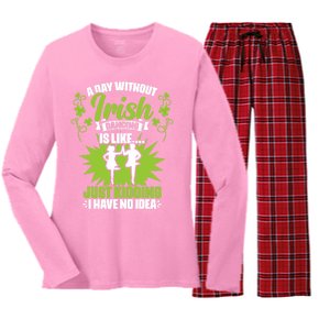 Day Without Irish Dancing Tap Dancing Ceili Reel Irish Dance Gift Women's Long Sleeve Flannel Pajama Set 