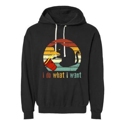 Do What I Want Vintage Black Cat Red Cup Funny My Cat Garment-Dyed Fleece Hoodie