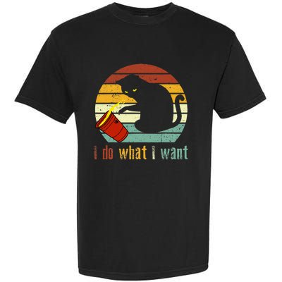 Do What I Want Vintage Black Cat Red Cup Funny My Cat Garment-Dyed Heavyweight T-Shirt