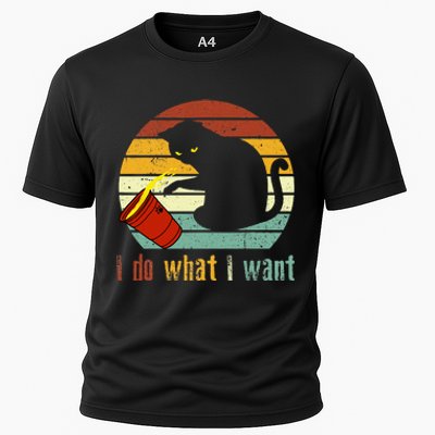 Do What I Want Vintage Black Cat Red Cup Funny My Cat Cooling Performance Crew T-Shirt