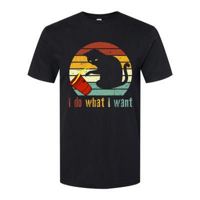 Do What I Want Vintage Black Cat Red Cup Funny My Cat Softstyle CVC T-Shirt