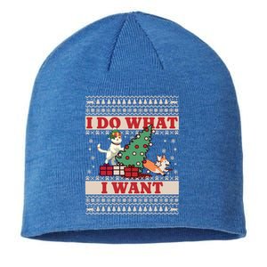 Do What I Want Cat Knocking Over Christmas Tree On Dog Gift Sustainable Beanie