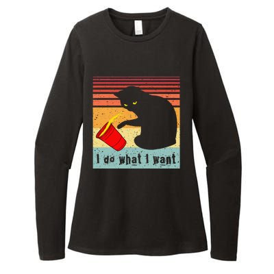 Do What I Want Vintage Black Cat Red Cup Funny My Cat Womens CVC Long Sleeve Shirt