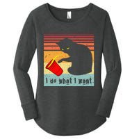 Do What I Want Vintage Black Cat Red Cup Funny My Cat Women's Perfect Tri Tunic Long Sleeve Shirt