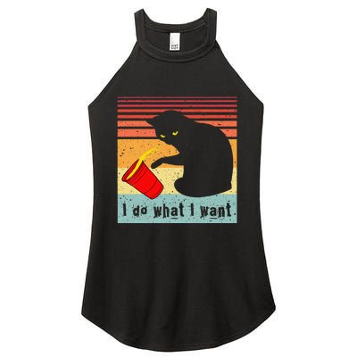 Do What I Want Vintage Black Cat Red Cup Funny My Cat Women's Perfect Tri Rocker Tank