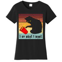 Do What I Want Vintage Black Cat Red Cup Funny My Cat Women's T-Shirt