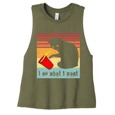 Do What I Want Vintage Black Cat Red Cup Women's Racerback Cropped Tank