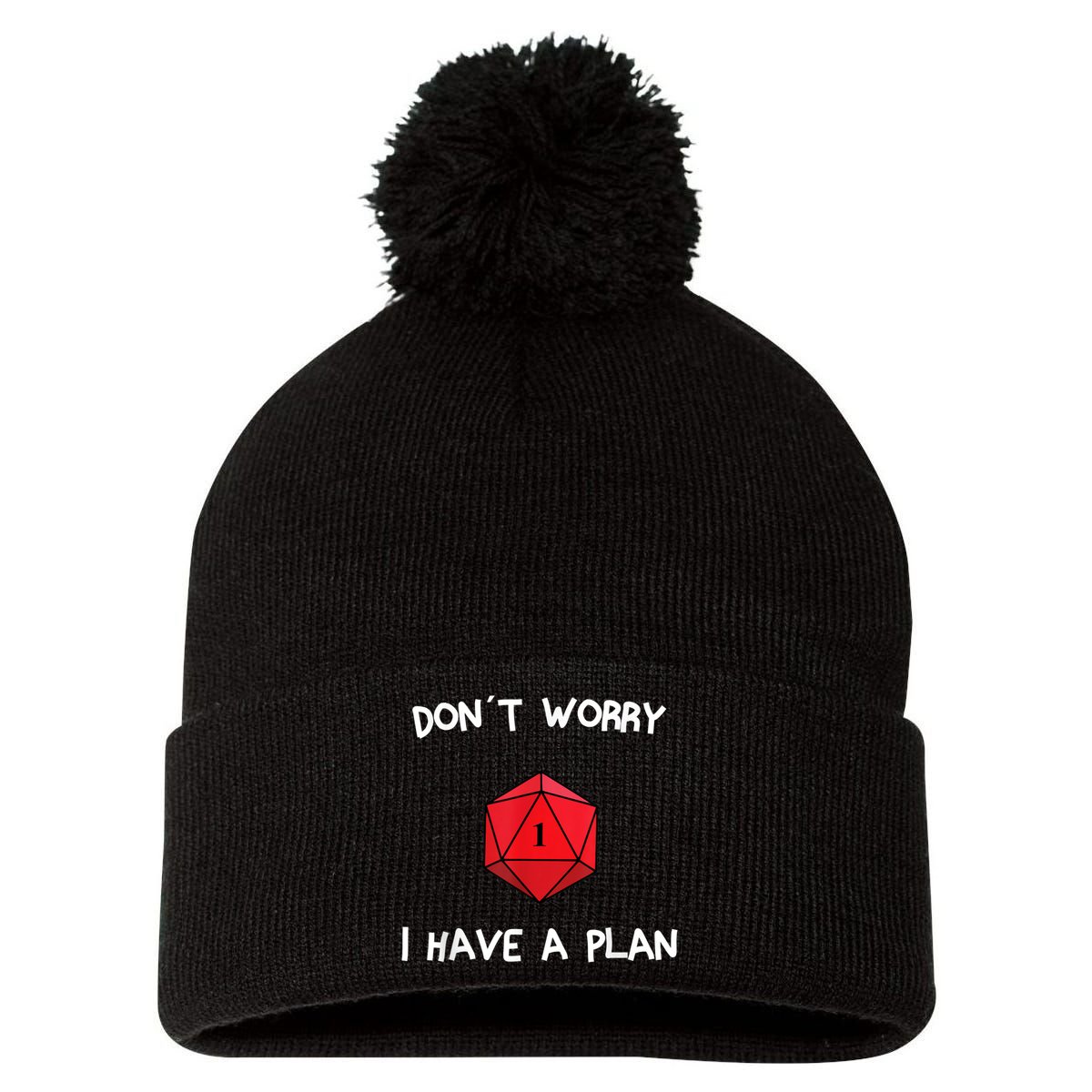 Dont Worry I Have A Plan Roleplaying Dice D20 Game Master Pom Pom 12in Knit Beanie