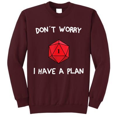 Dont Worry I Have A Plan Roleplaying Dice D20 Game Master Tall Sweatshirt