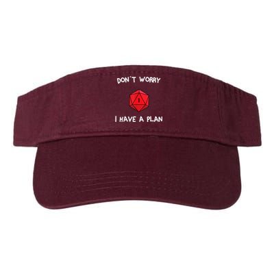 Dont Worry I Have A Plan Roleplaying Dice D20 Game Master Valucap Bio-Washed Visor