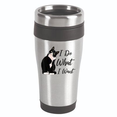 Do What I Want Tuxedo Cat Mom Cute Funny Graphic TShirt 16oz Travel Tumbler