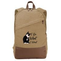 Do What I Want Tuxedo Cat Mom Cute Funny Graphic TShirt Cotton Canvas Backpack