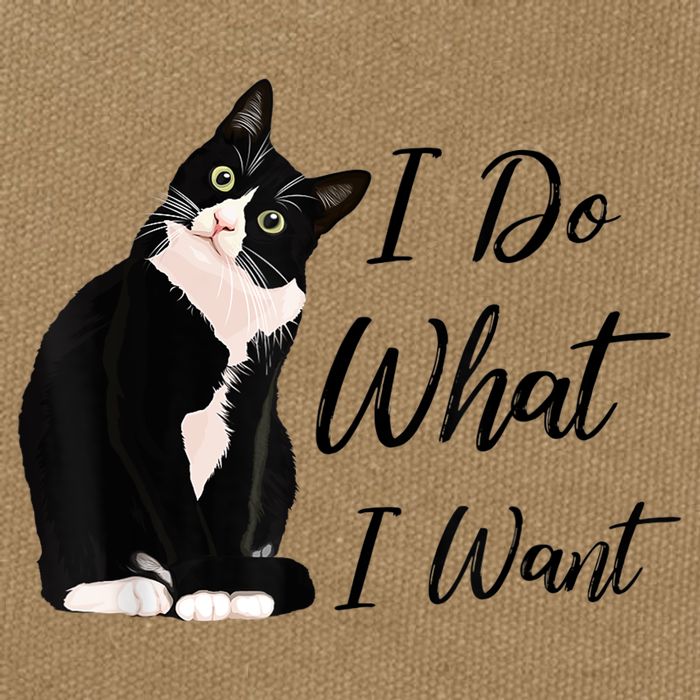 Do What I Want Tuxedo Cat Mom Cute Funny Graphic TShirt Cotton Canvas Backpack