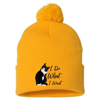 Do What I Want Tuxedo Cat Mom Cute Funny Graphic TShirt Pom Pom 12in Knit Beanie