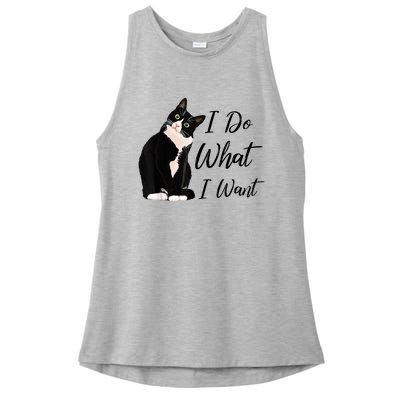 Do What I Want Tuxedo Cat Mom Cute Funny Graphic TShirt Ladies PosiCharge Tri-Blend Wicking Tank