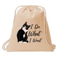 Do What I Want Tuxedo Cat Mom Cute Funny Graphic TShirt Drawstring Bag