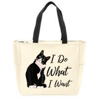 Do What I Want Tuxedo Cat Mom Cute Funny Graphic TShirt Zip Tote Bag