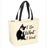 Do What I Want Tuxedo Cat Mom Cute Funny Graphic TShirt Zip Tote Bag